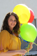 Lauren, setting up the balloons at the boys' b-day party