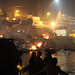 Cremation ghat at night