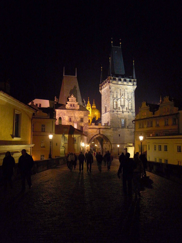Prague Mala Strana from Charles Bridge night 1