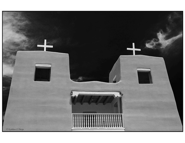 San Jose de Gracia Church in black and white