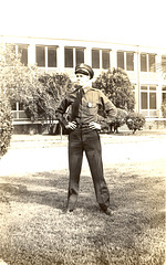 Is that you, Superman? Unknown Border Patrol officer at an internment camp for enemy aliens near New Orleans, circa 1943.