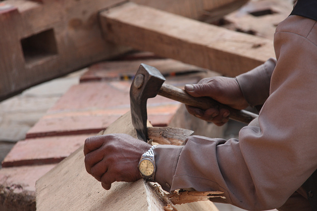 A woodworker's hands