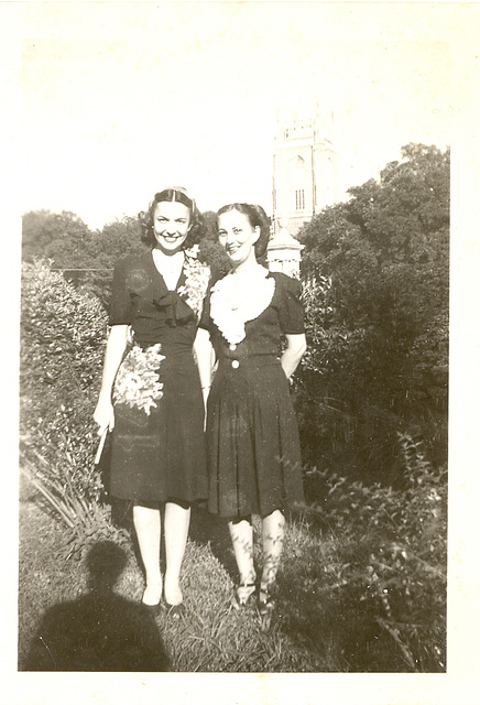 Alice and Marie in the park, circa 1945