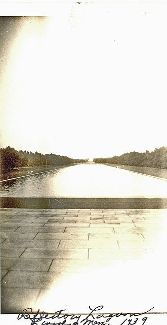 Reflecting pool looking towards Lincoln Memorial. 1939 World's Fair Tour, D.C.