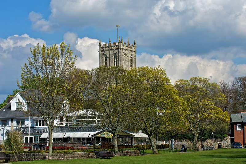 Priory Church. Christchurch - view from the Town Quay.