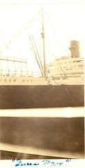 Passing the Ueen Mary. 1939 World's Fair Tour, NYC Harbor