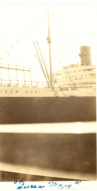 Passing the Ueen Mary. 1939 World's Fair Tour, NYC Harbor