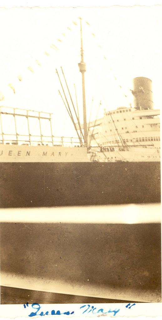 Passing the Ueen Mary. 1939 World's Fair Tour, NYC Harbor