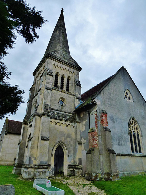 little canfield church , essex; c19 tower and west wall by william ollett jnr 1847