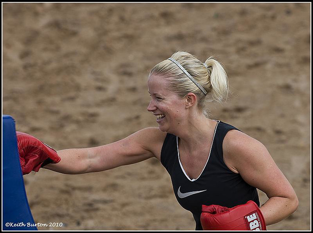 Boxing on the beach.