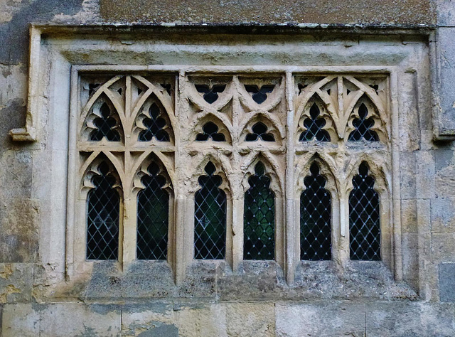 little canfield church , essex; c19 window in the porch rebuilt by the  rev.smith  1856