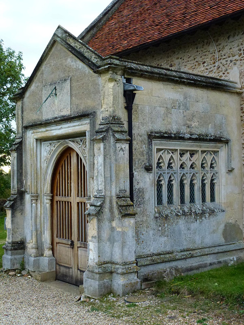 little canfield church , essex, c19 porch by rev. charles lesingham smith c.1856