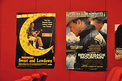 Movie posters in the movie theater