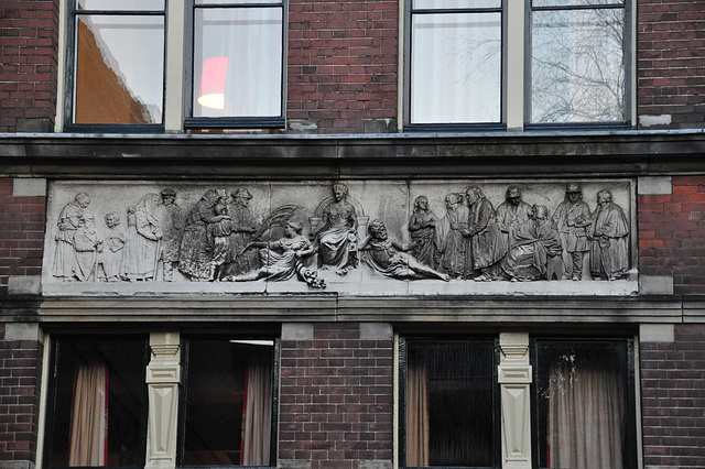 Relief of the former Old Men's House in Leiden