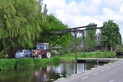 Drawbridge and old tractor