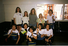 Friendly Japanese School Girls at the Airport