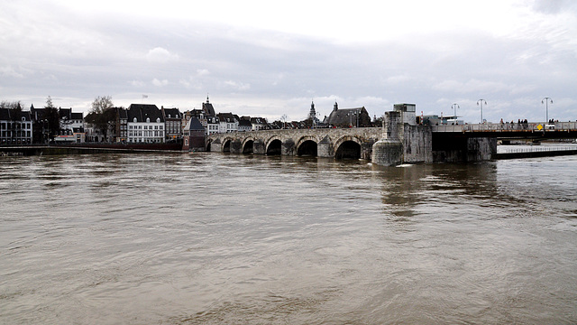 The river Meuse at high level in Maastricht