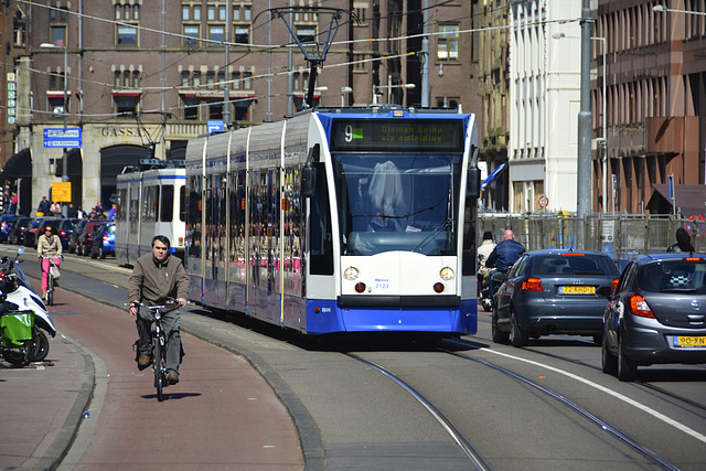 Amsterdam tram 2126 at speed on the Rokin