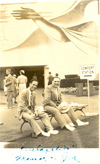 Monroe and Joe Cooling their heels and their toes.1939 World's Fair, NYC