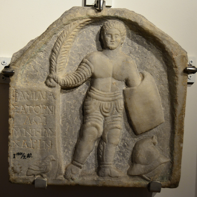 Museum of Antiquities – Gravestone for the gladiator Satornilos