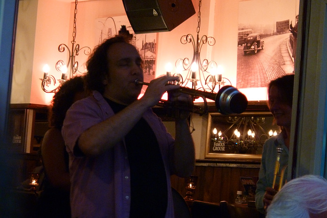Playing the trumpet