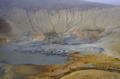 steam and sulphurous deposits