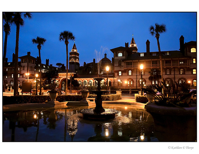 Flagler College Fountain at Night