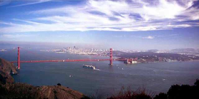 A classic view - Golden Gate from Hawk Hill, Sept. 1992 (120°)