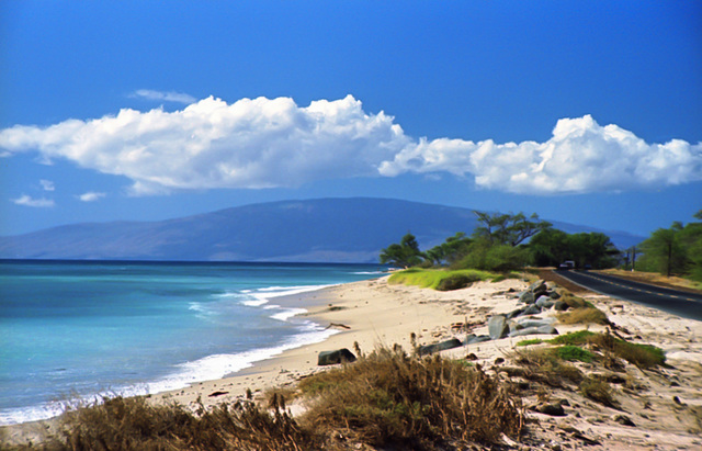 Hanoapiilani Highway and Lanai, Maui Dec. 1980 (270°)