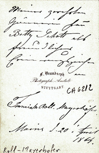 Franziska Roll-Mayerhöfer's autograph at the back
