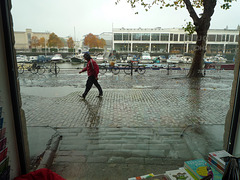 It's raining outside the Arnolfini bookshop