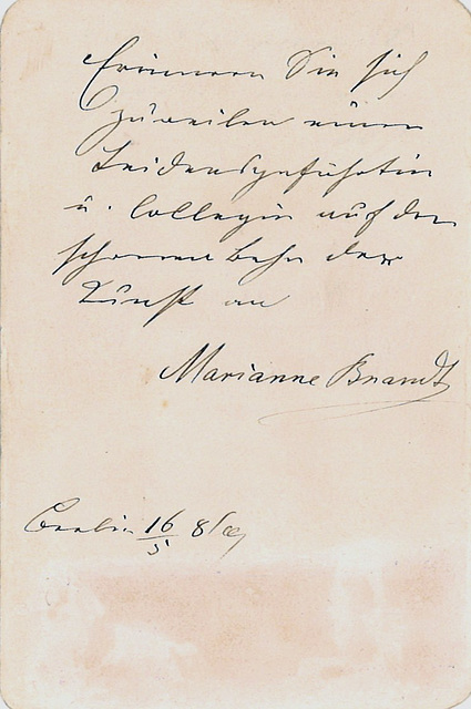 Marianne Brandt's autograph at the back
