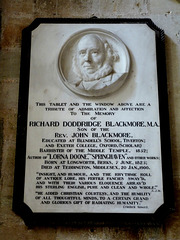 Exeter Cathedral- Memorial to R D Blackmore, Author of 'Lorna Doone'
