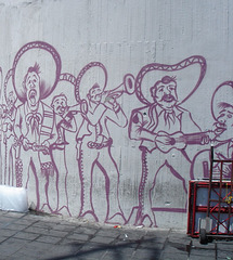 Mariachis sur mur / Wall mariachis. - Recadrage