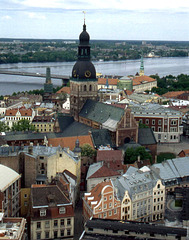 Riga- View From St. Peter's Churchtower to the Cathedral and Daugava River