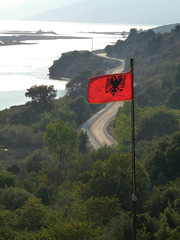 Butrint- Albanian Flag at the Museum