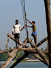 Cochin Fishermen Operating a Chinese Net