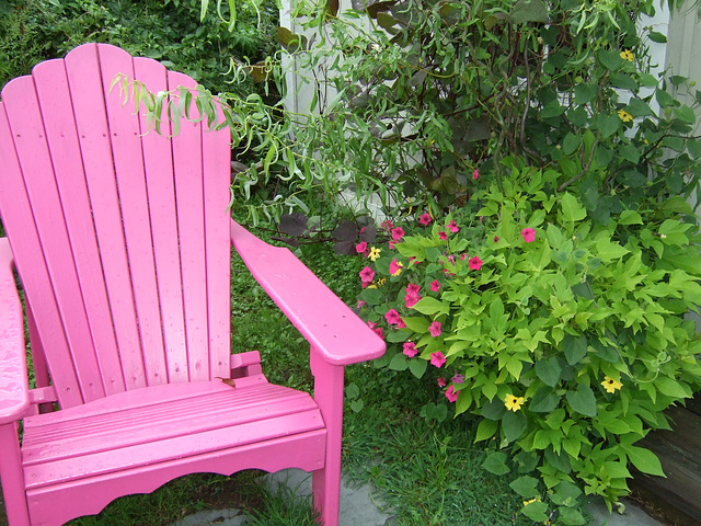 Pink Chair, Pink Flowers