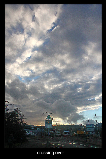 crossing over  - clouds over Newhaven Town level-crossing - 22.12.2013