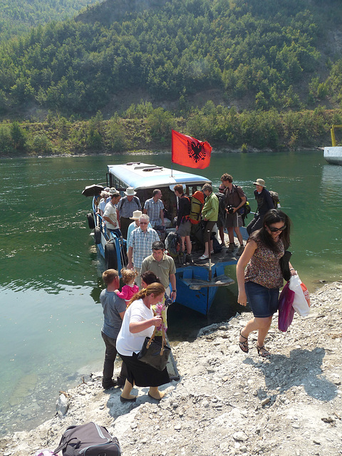 Fierza- Passengers Disembarking from the Komani Ferry