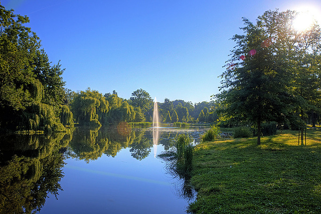 Summer Morning with a Fountain