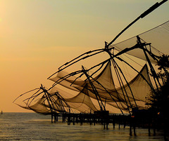 Chinese Fishing Nets at Sundown