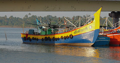 Yellow and Blue Fishing Boat