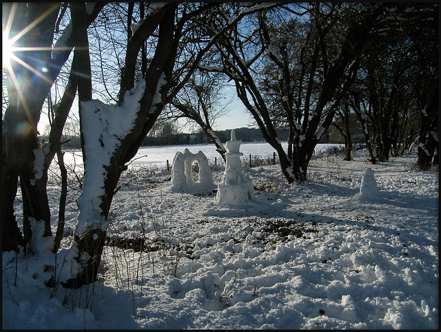 snow castles in the trees