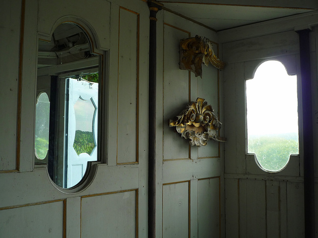 inside the blue gazebo