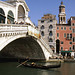 Rialto Bridge with Emerging Gondola