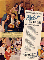 Pabst Blue Ribbon Beer Ad, 1939
