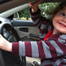 Kolton practices driving Papa's car (2)