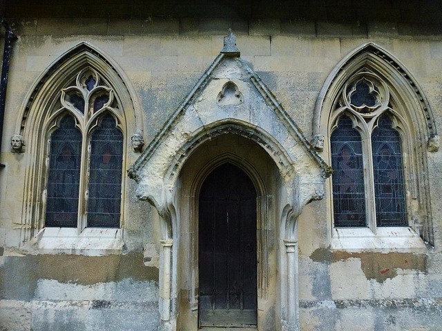 little canfield church , essex, c19 south chancel wall  and porch c.1856 by c.h. cooke