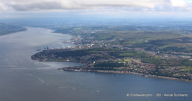 The Clyde Estuary with Gourock and Greenock on the south bank - Aerial